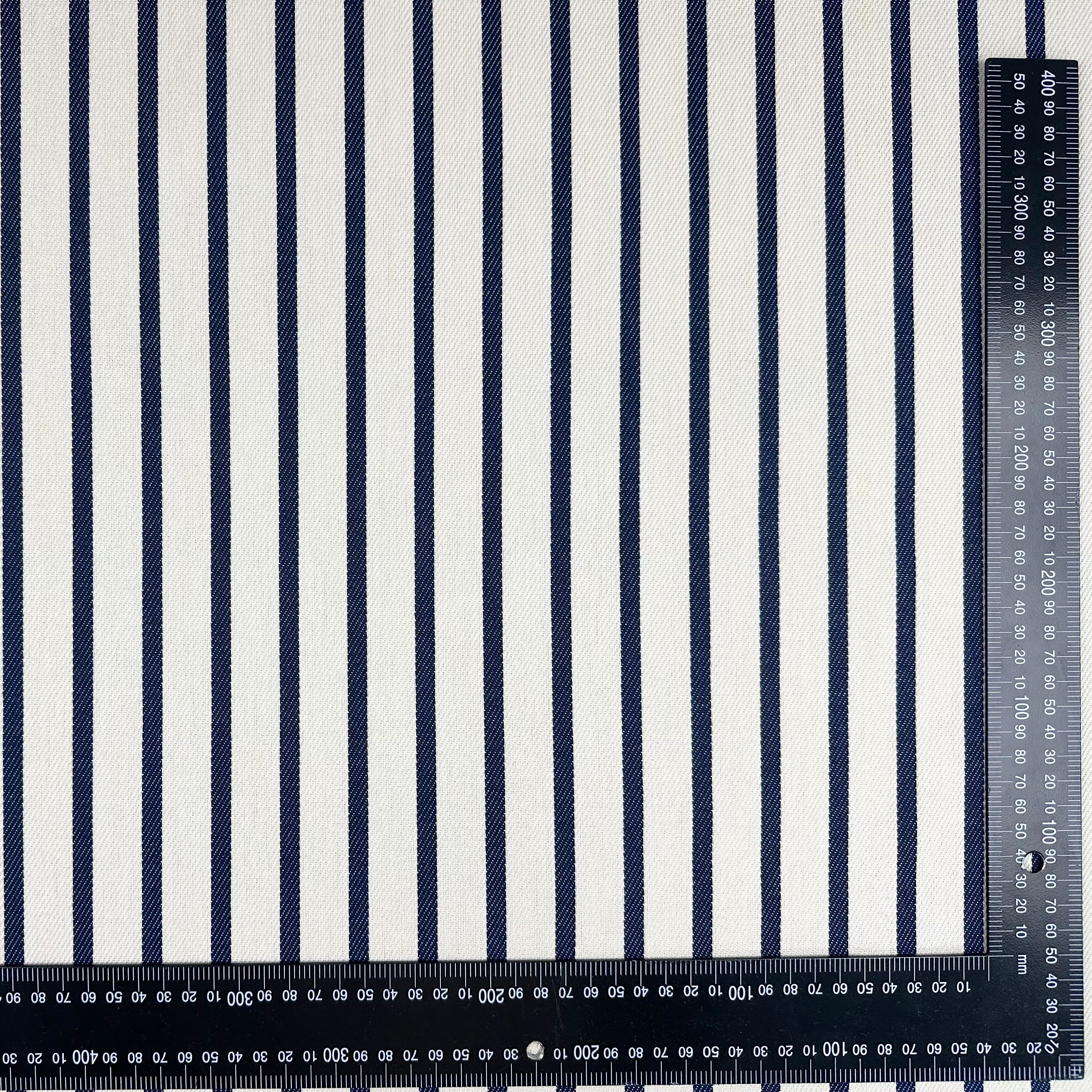 S292 Stain Resistant Stripe Navy Fabric Scale