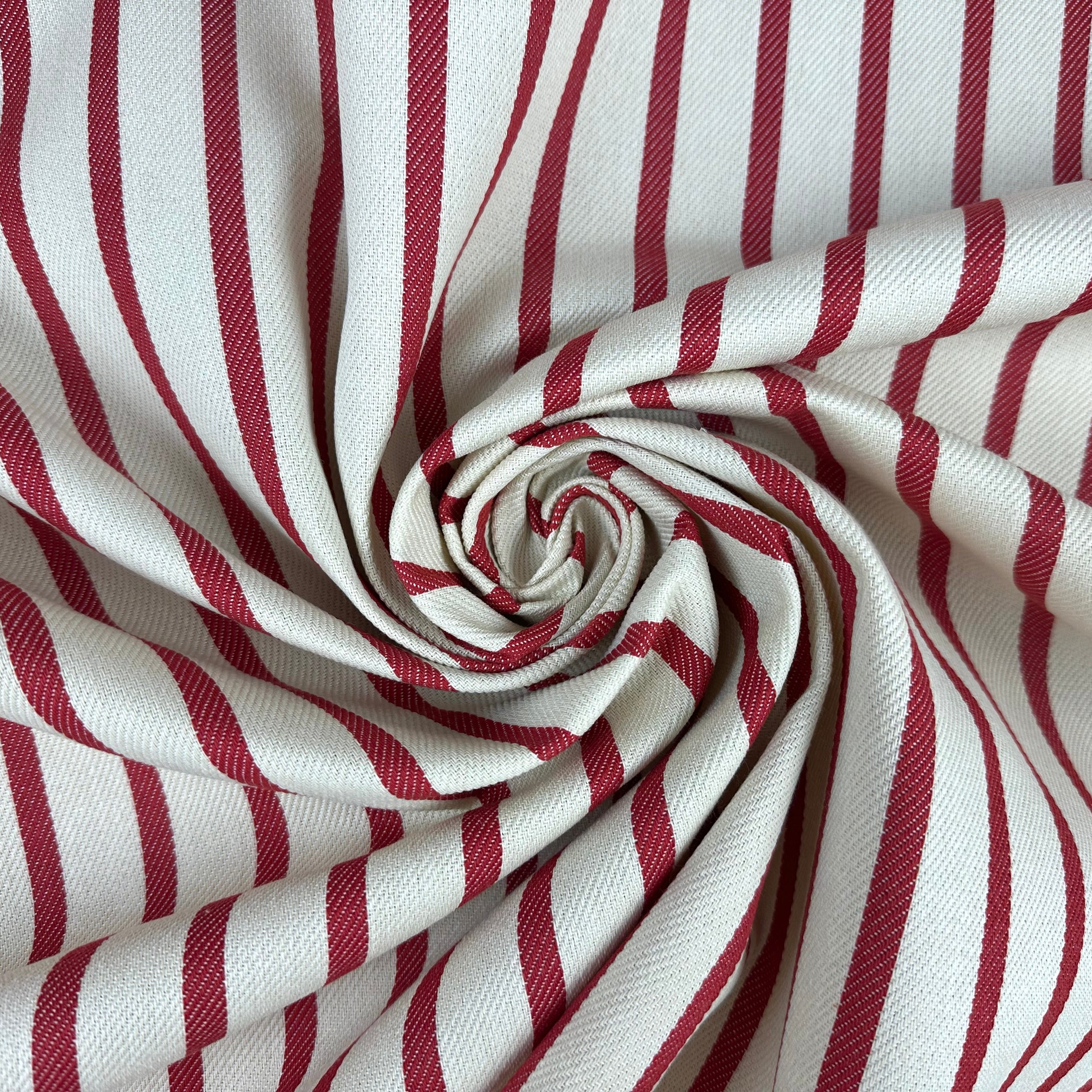 S293 Stain Resistant Stripe Red Fabric Twisted