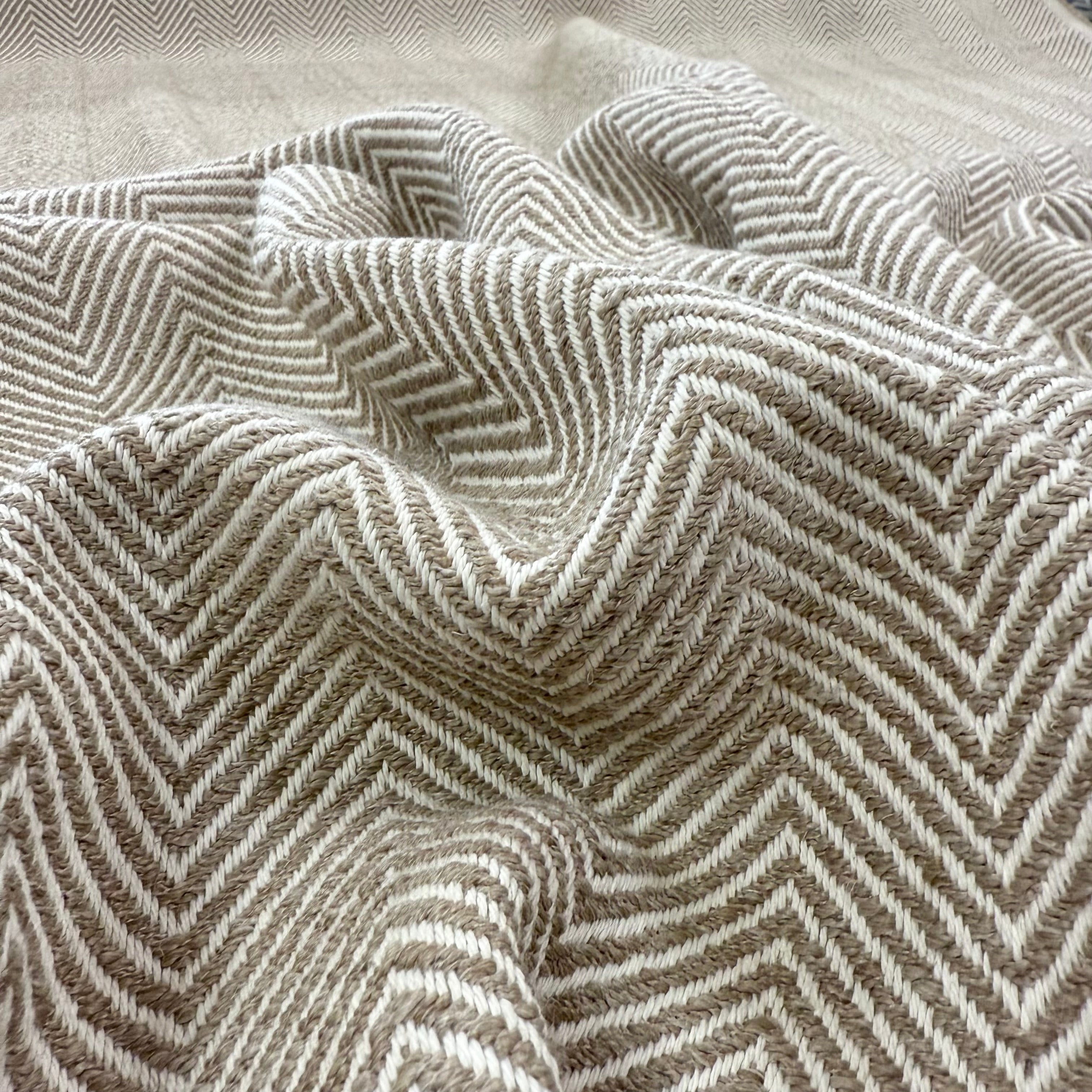 S300 Rosario Herringbone Linen fabric gathered