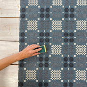 S39 Welsh Blanket Oilcloth Blue Wipeable Tablecloth Fabric