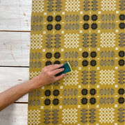 S40 Welsh Blanket Oilcloth Gold Wipeable Tablecloth Fabric