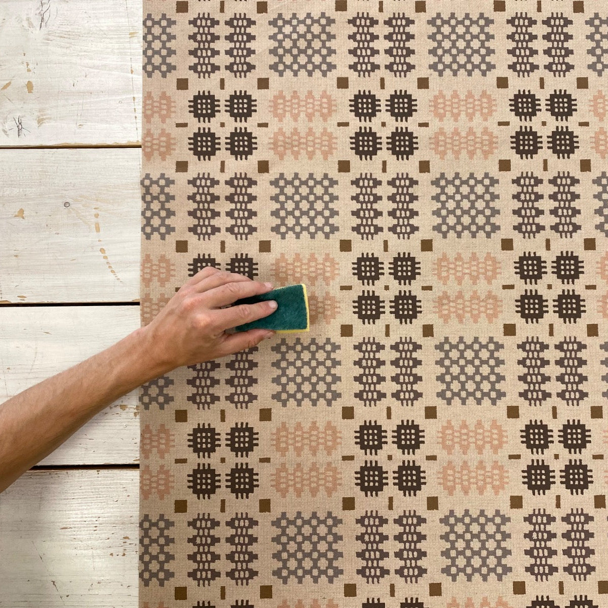 S49 Welsh Blanket Oilcloth Natural Wipeable Tablecloth Fabric