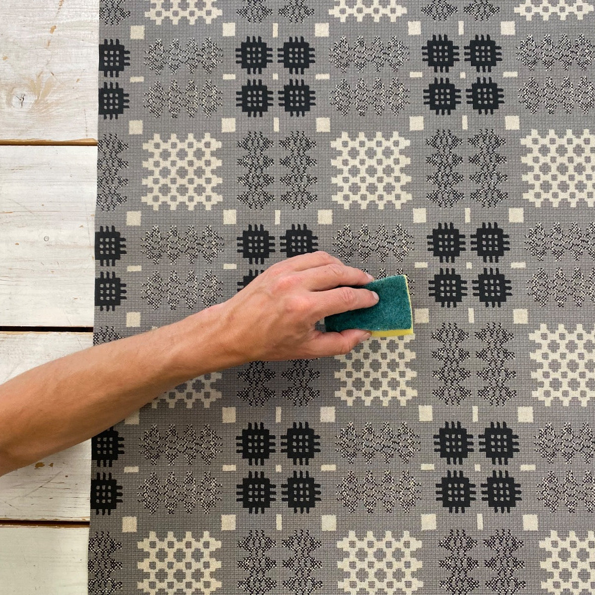 S75 Welsh Blanket Oilcloth Grey Wipeable Tablecloth Fabric