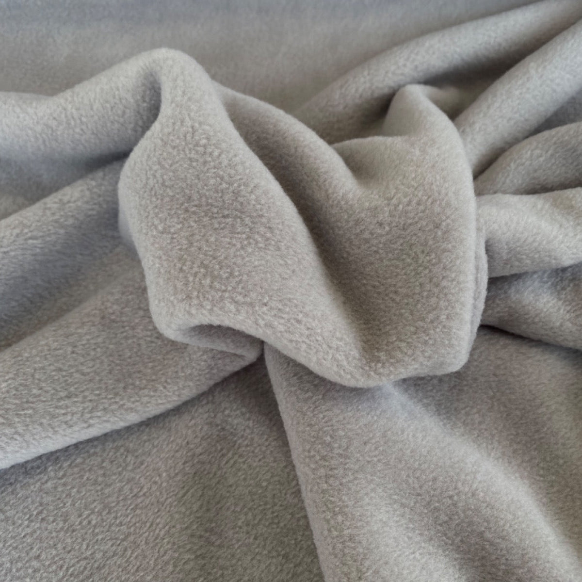 Silver Polar Fleece Fabric Gathered 
