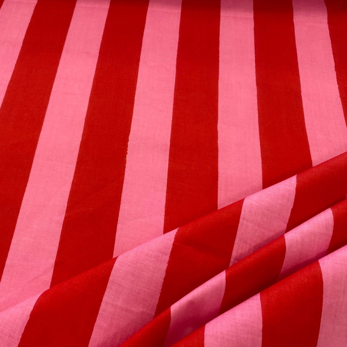 Strawberry Stripe Indian Print Tex ex 2916 Fabric Folded