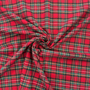 T573 Brushed Cotton Tartan Red Fabric Gathered