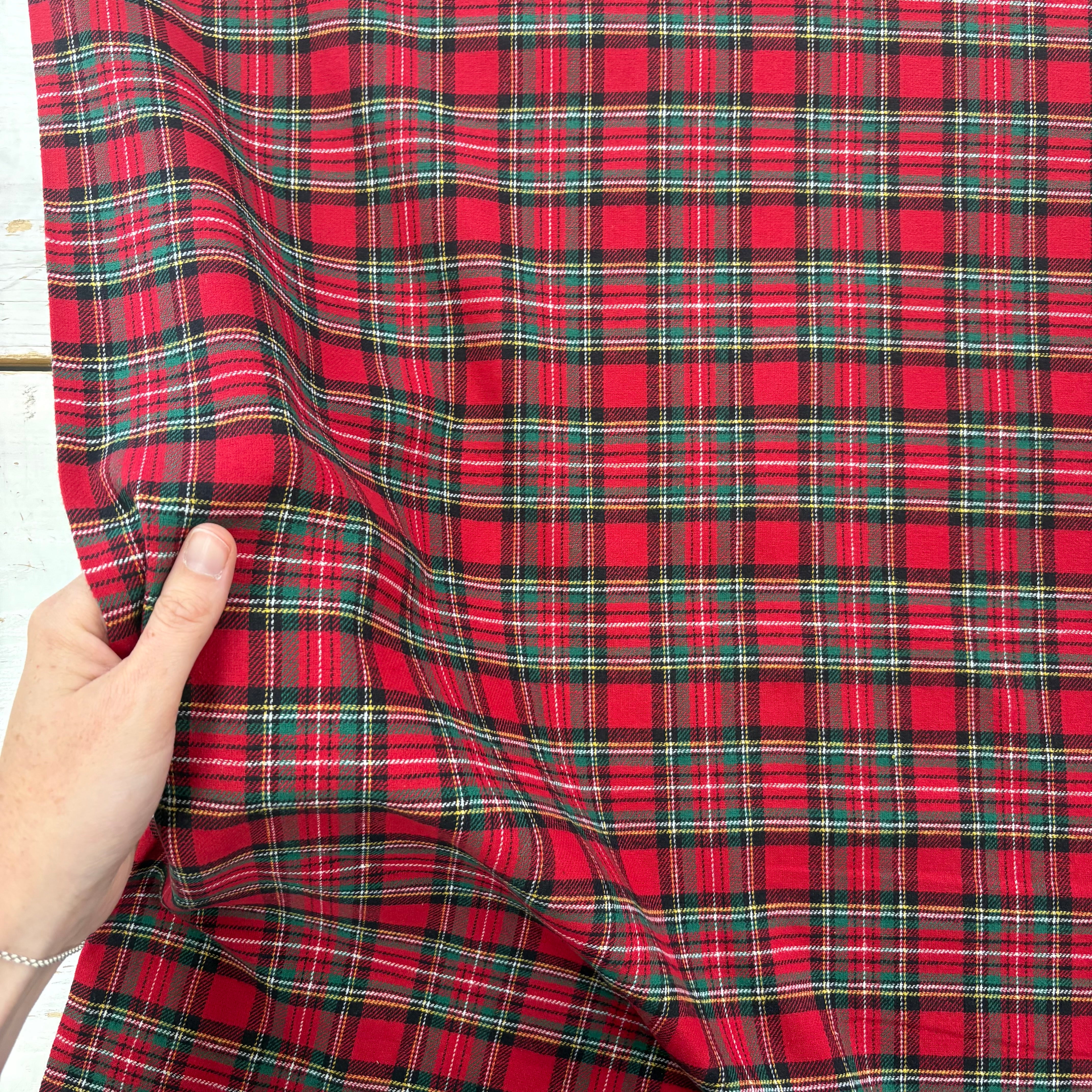 T573 Brushed Cotton Tartan Red Fabric Scale