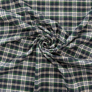 T576 Luxury Brushed Cotton Tartan Blue Fabric Gathered
