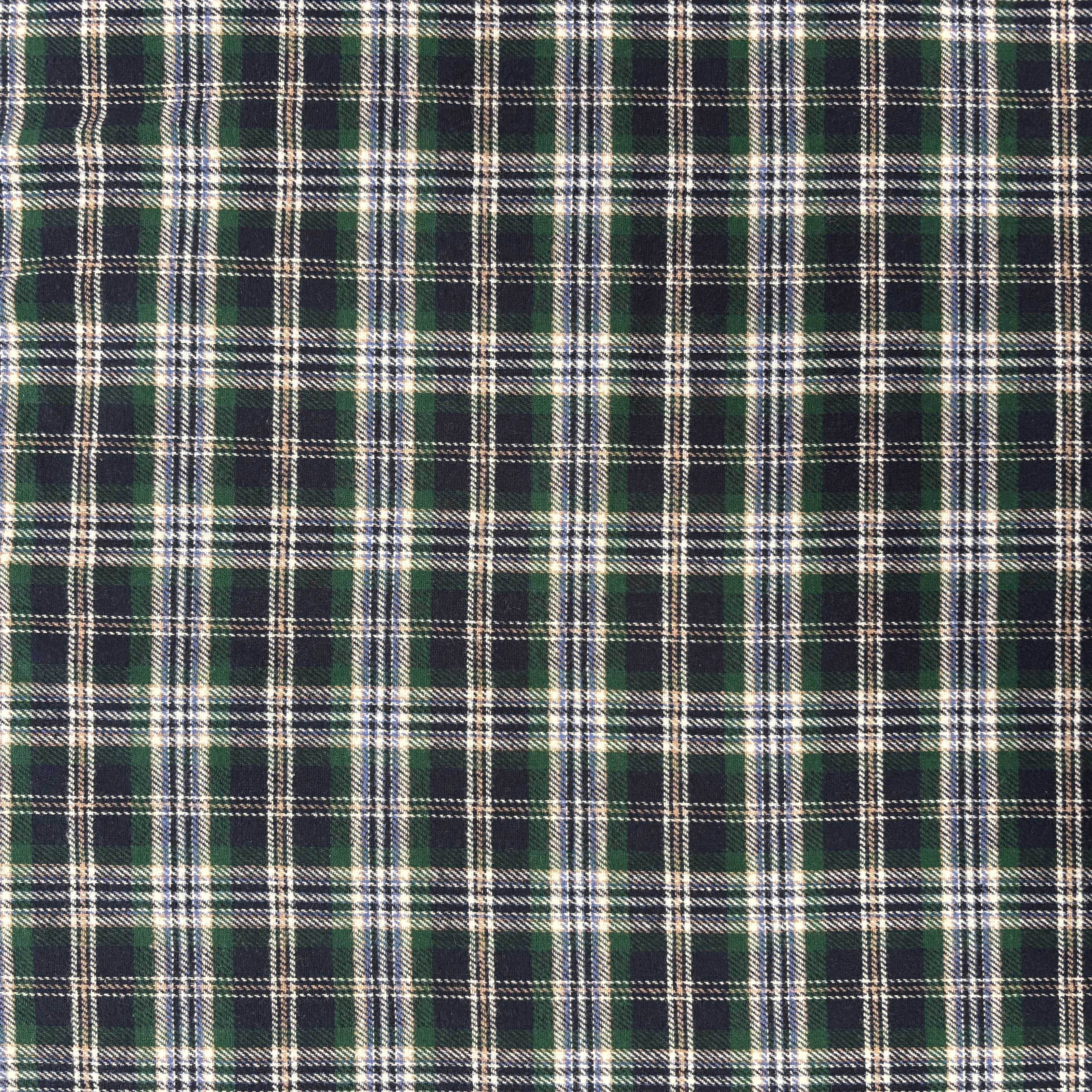 T576 Luxury Brushed Cotton Tartan Blue Fabric Swatch