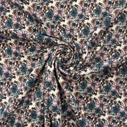 T578 Floral Ribbed Jersey Vintage Fabric Gathered