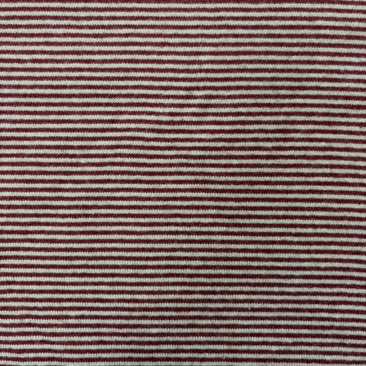T580 Brushed Stripe Jersey Knit Burgundy Silver Fabric Swatch