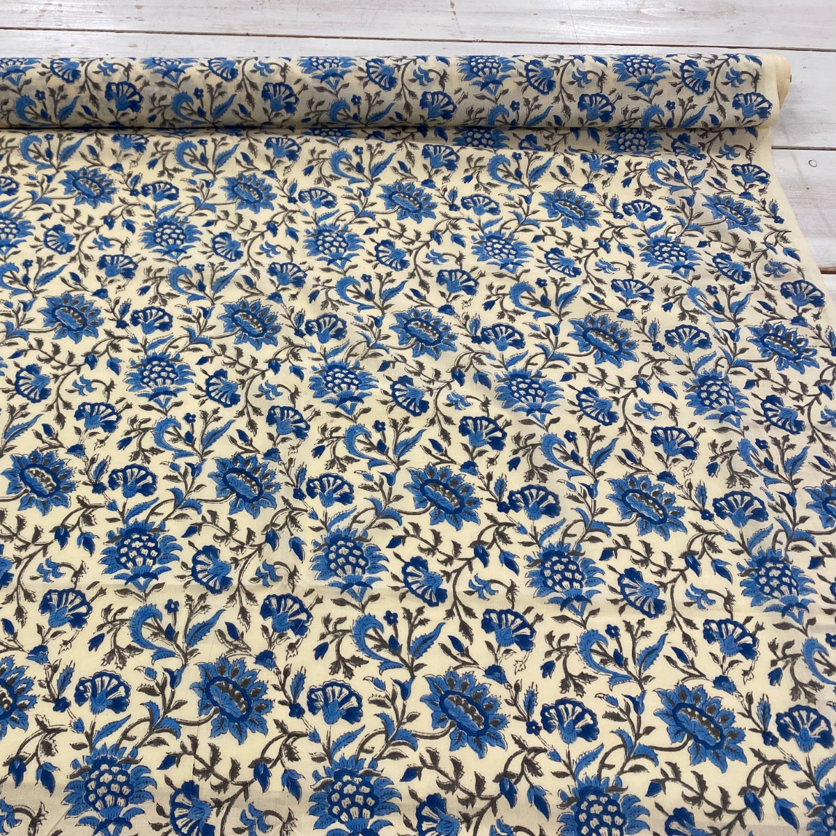Taj Floral Block Print Tex Ex 2908 Fabric Full Width