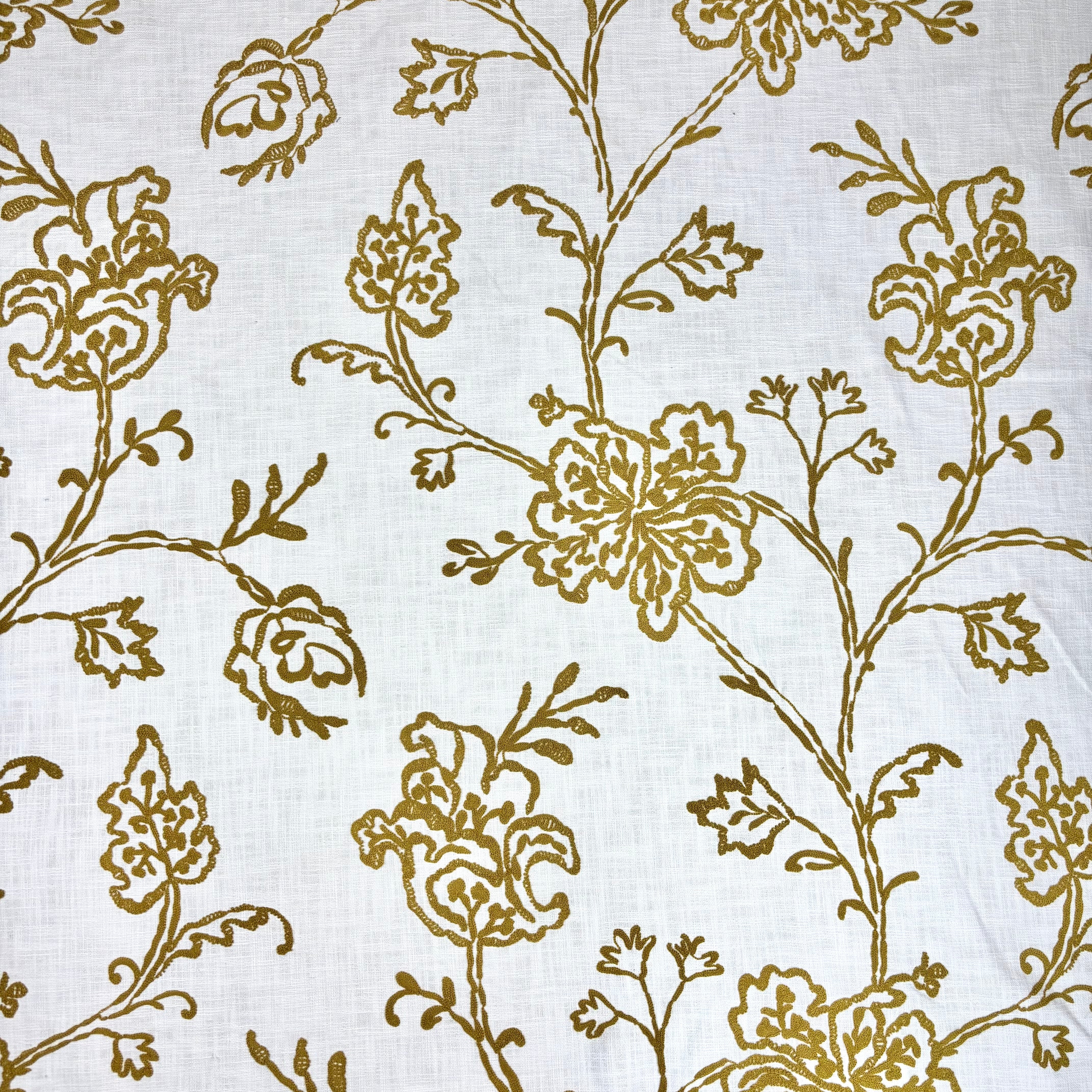 Tex Ex 2937 Embroidered Floral Linen Mustard