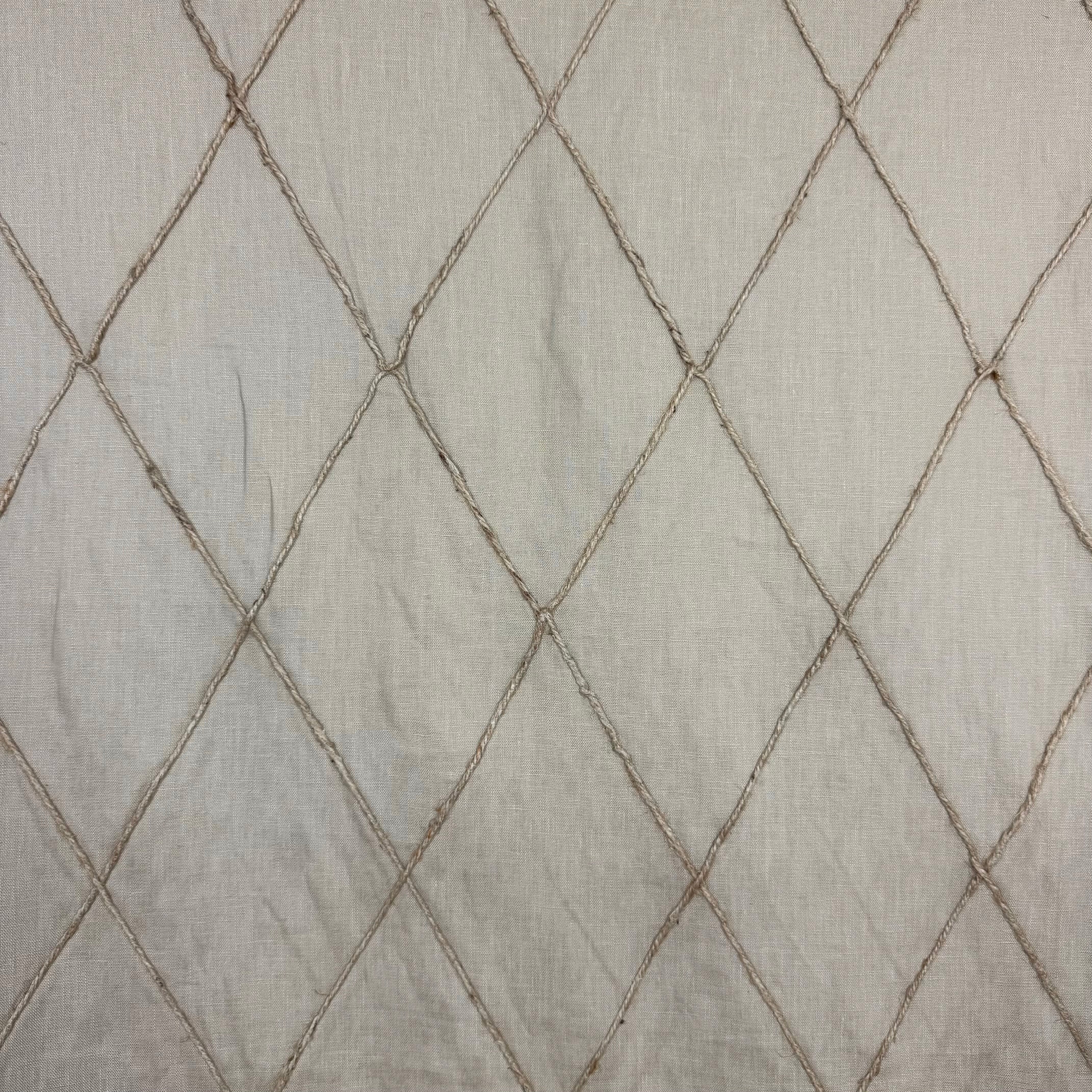 Tex Ex 2939 Embroidered Diamond Trellis Linen Natural