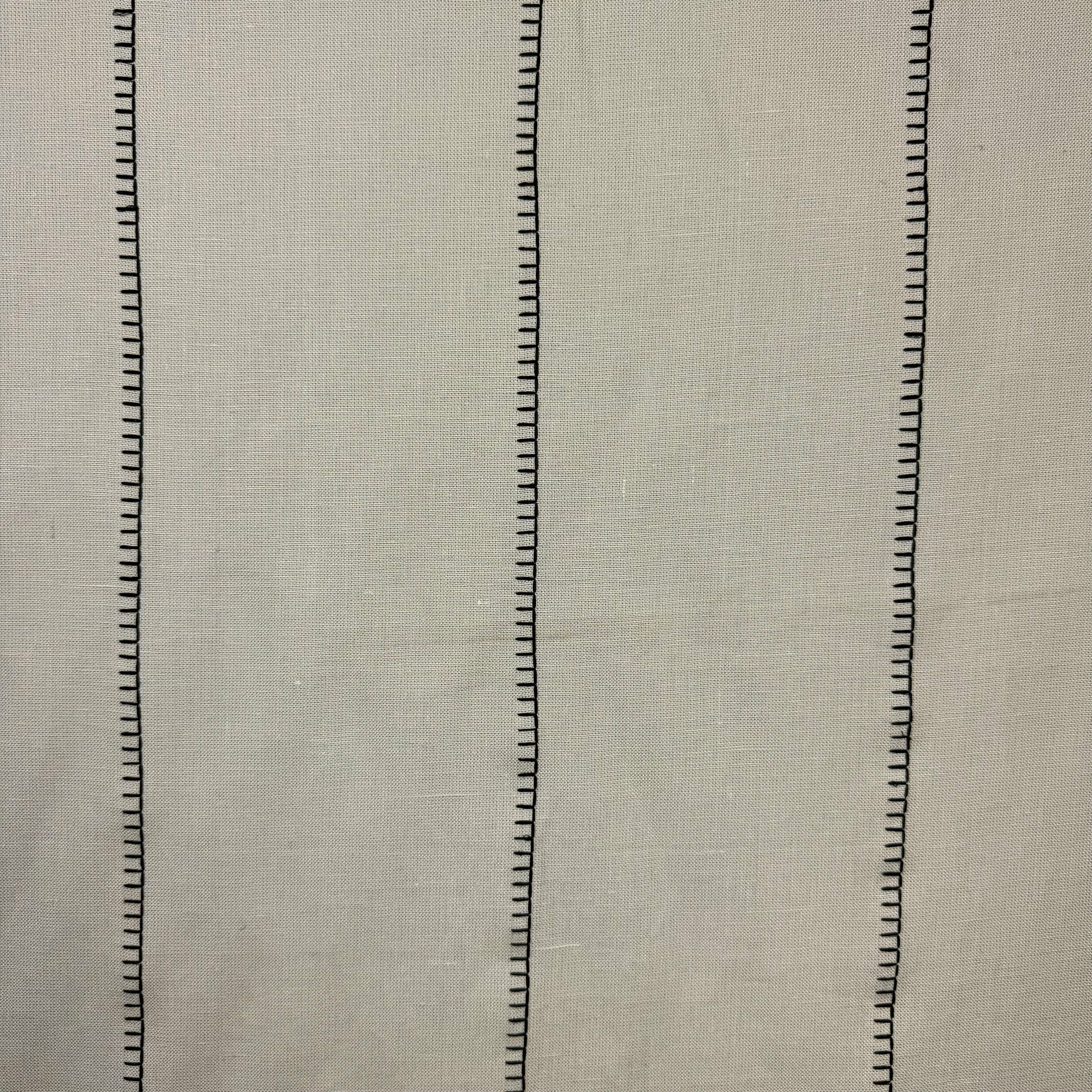 Tex Ex 2940 Embroidered Blanket Stitch Stripe Natural Fabric