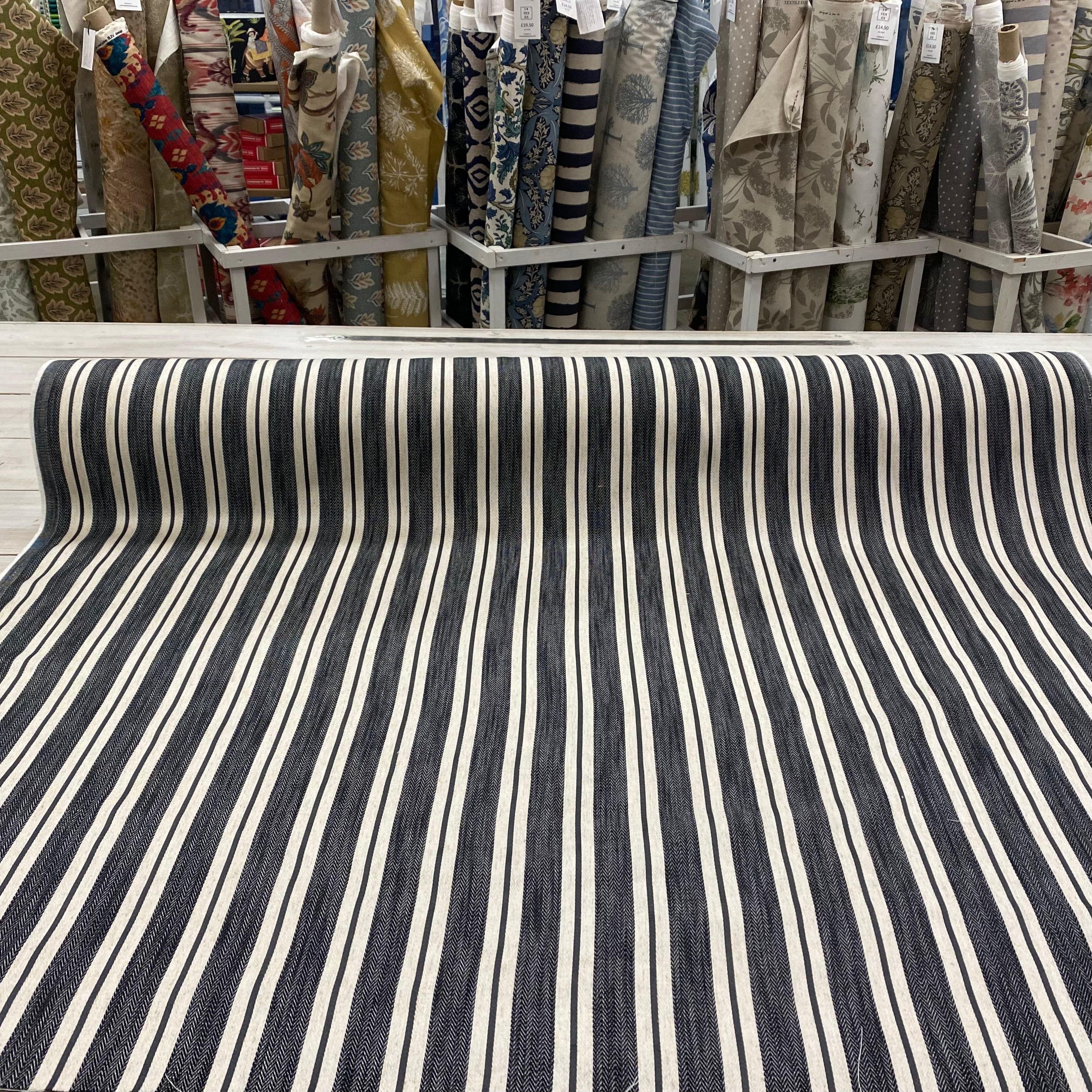 Tex Ex Arley woven stripe Charcoal Tex Ex 2922 Fabric Roll