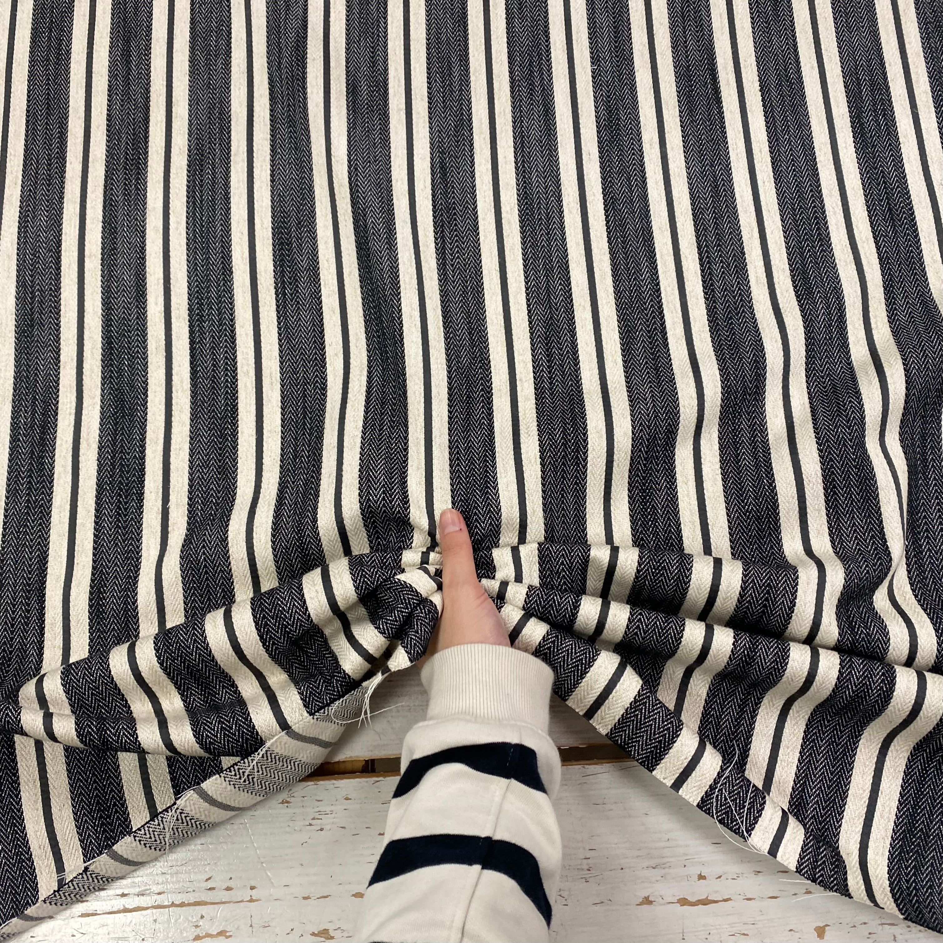 Tex Ex Arley woven stripe Charcoal Tex Ex 2922 Fabric Swatch