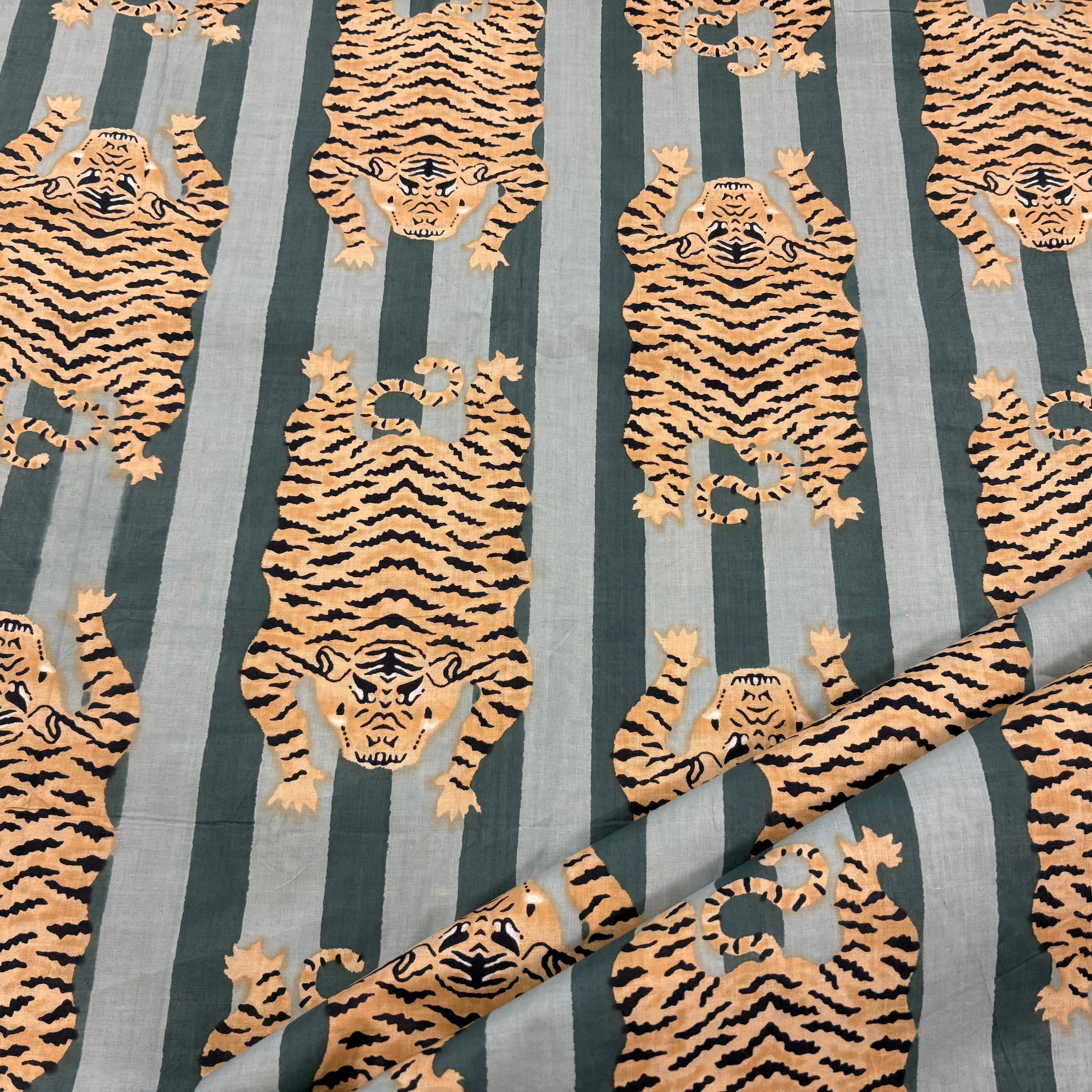 The Tiger Stripe Indian Print Ocean Tex Ex 2942 Fabric Folded