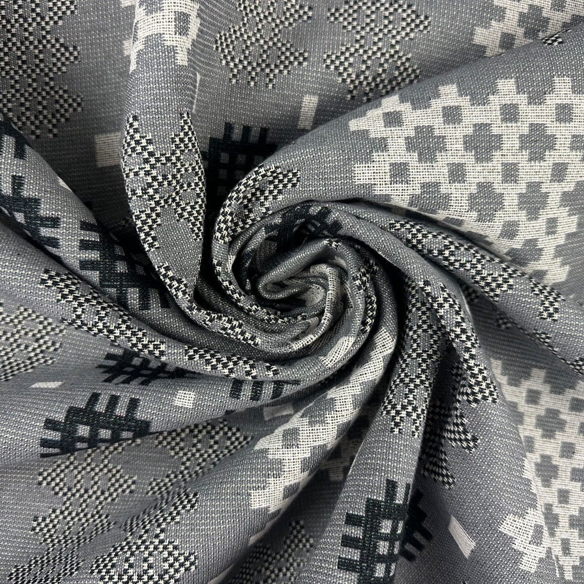 Welsh Blanket tapestry grey fabric Gathered