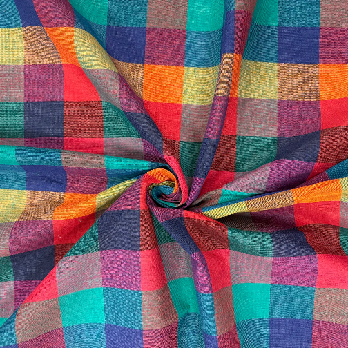 Woven Rainbow Block Gingham Tex Ex 2975 Fabric gathered