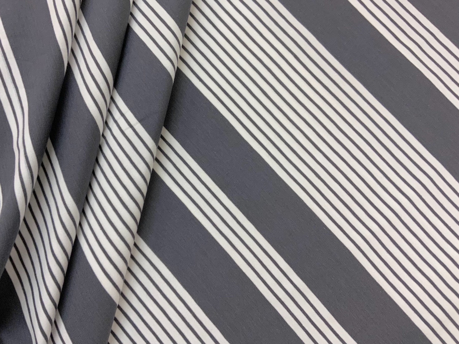Block Stripe Cotton Jersey Grey  I229