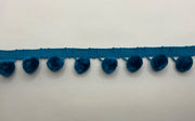Turquoise Velvet Pom Pom Trim
