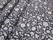Art Nouveau Cotton Poplin Flower Noir C432