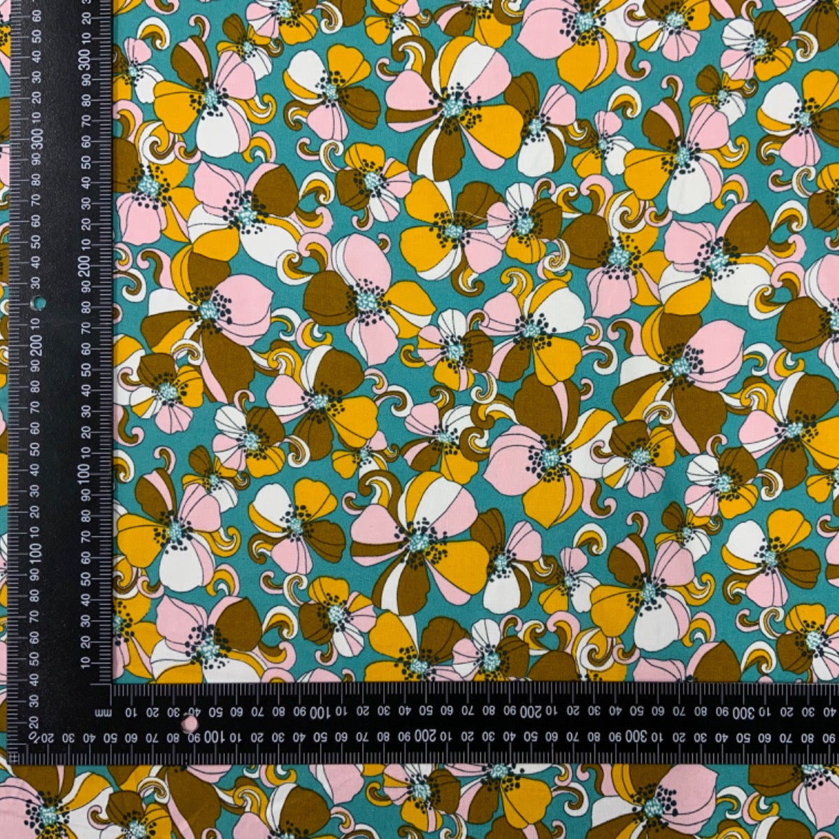 H323 Sixties Floral Viscose Turquoise