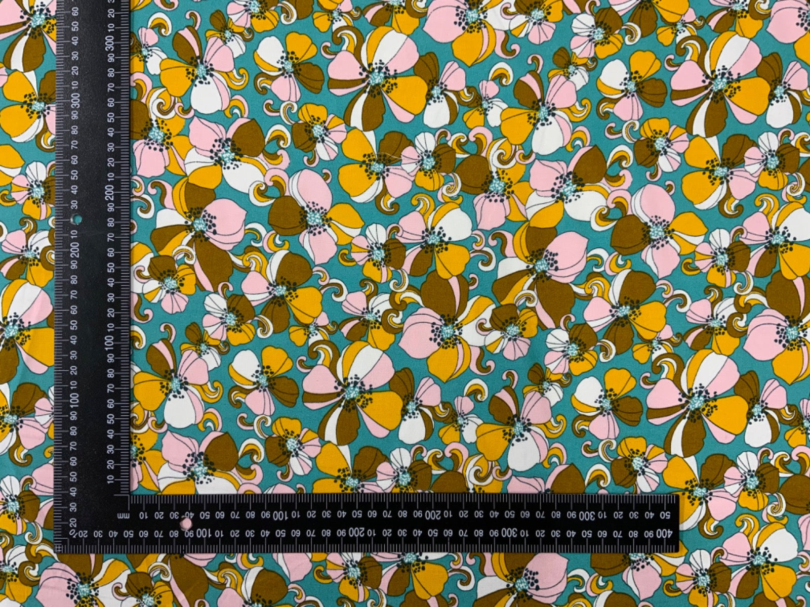 H323 Sixties Floral Viscose Turquoise