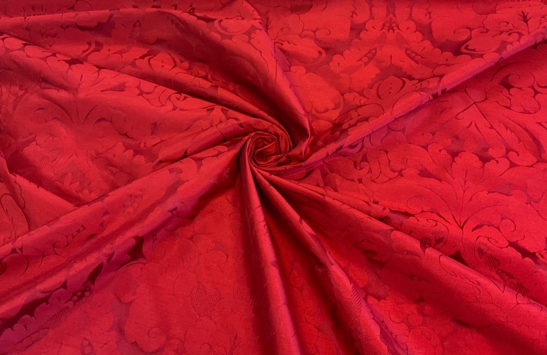 Faux Silk Damask Red