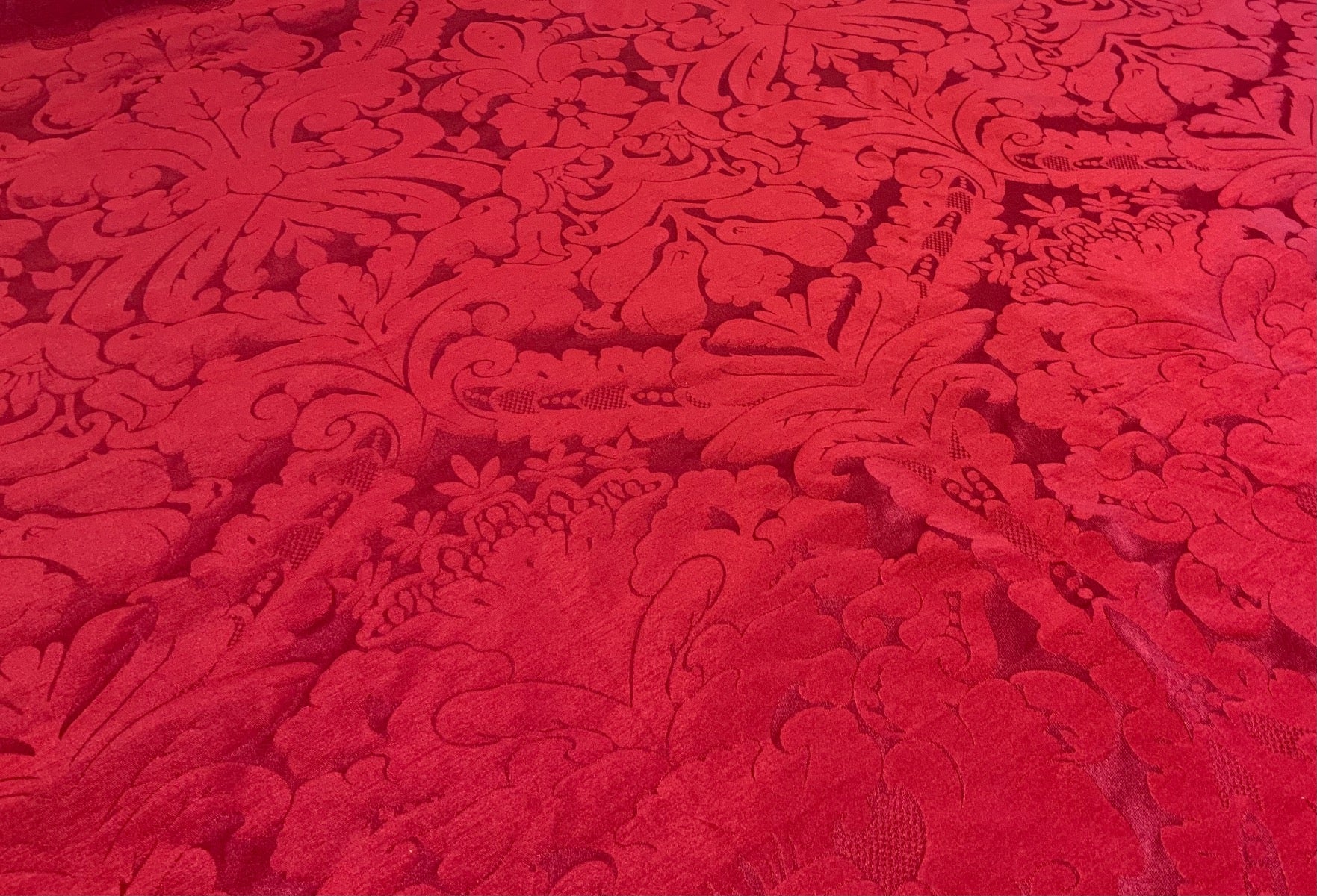 Faux Silk Damask Red