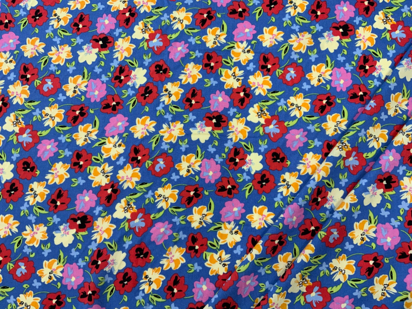 Happy Flowers Viscose Blue Multi F291