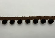 Brown Velvet Pom Pom Trim