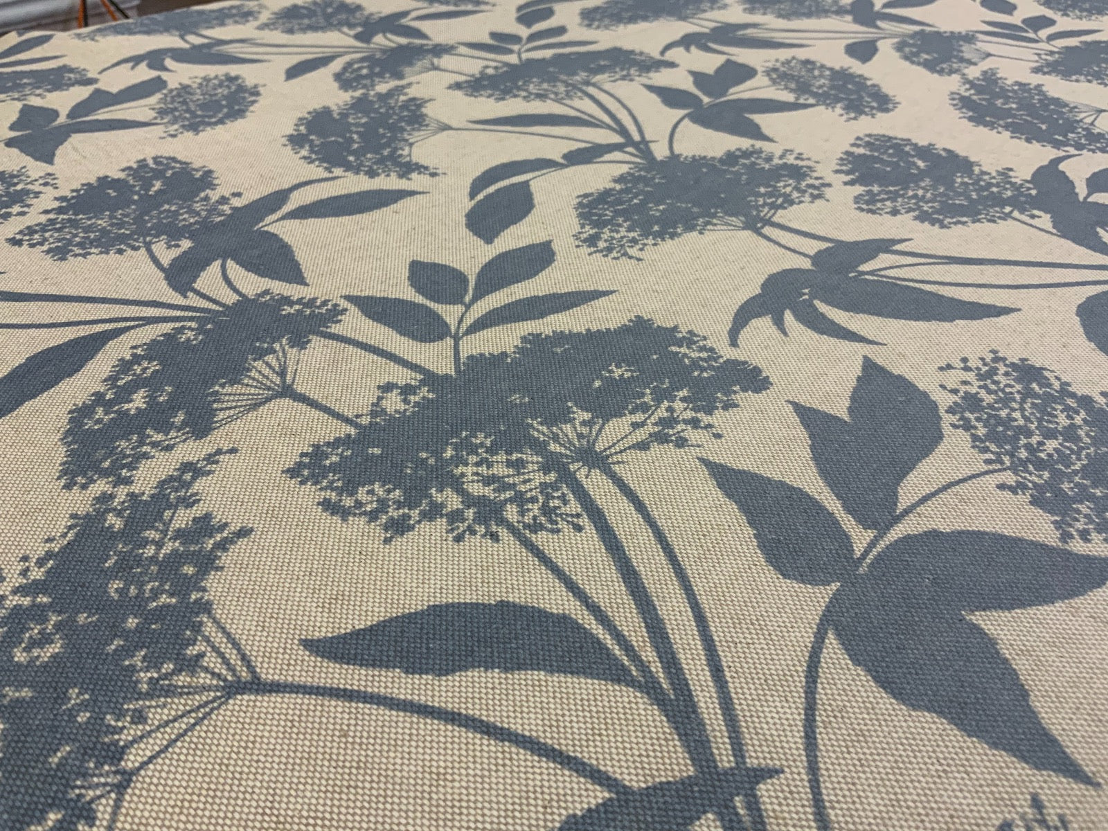 S188 Elderflower Oilcloth Natural Blue