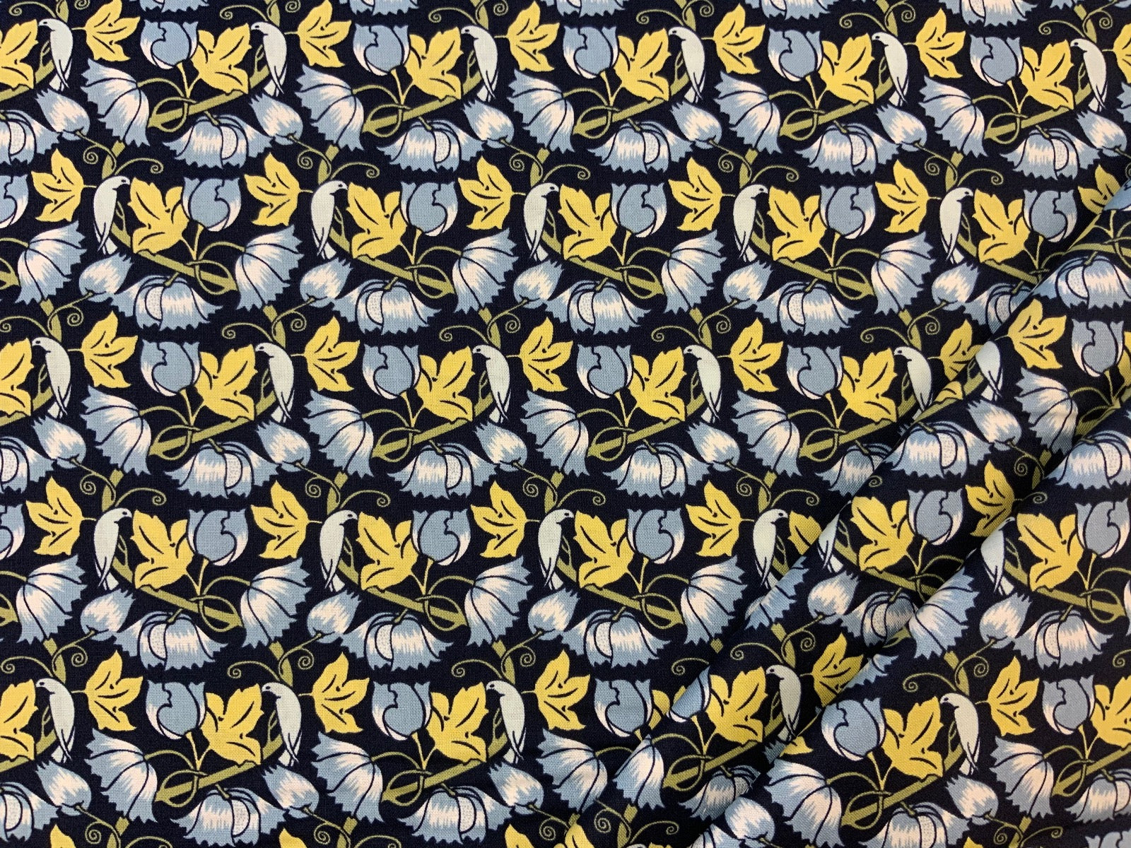 P133 Birds Poppies by C.F.A Voysey Dress Weight Cotton