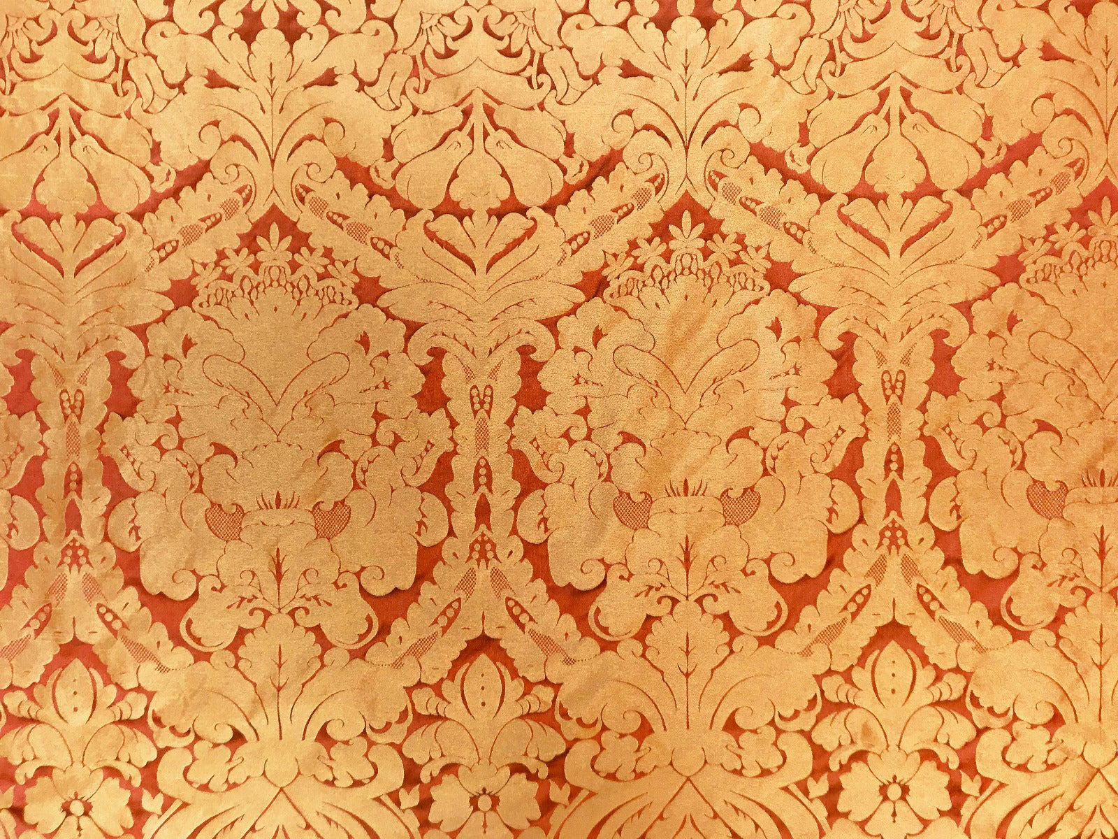 Faux Silk Damask Rust
