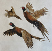 Organic Cotton Flying Pheasant Cushion Panel Farm yard faces