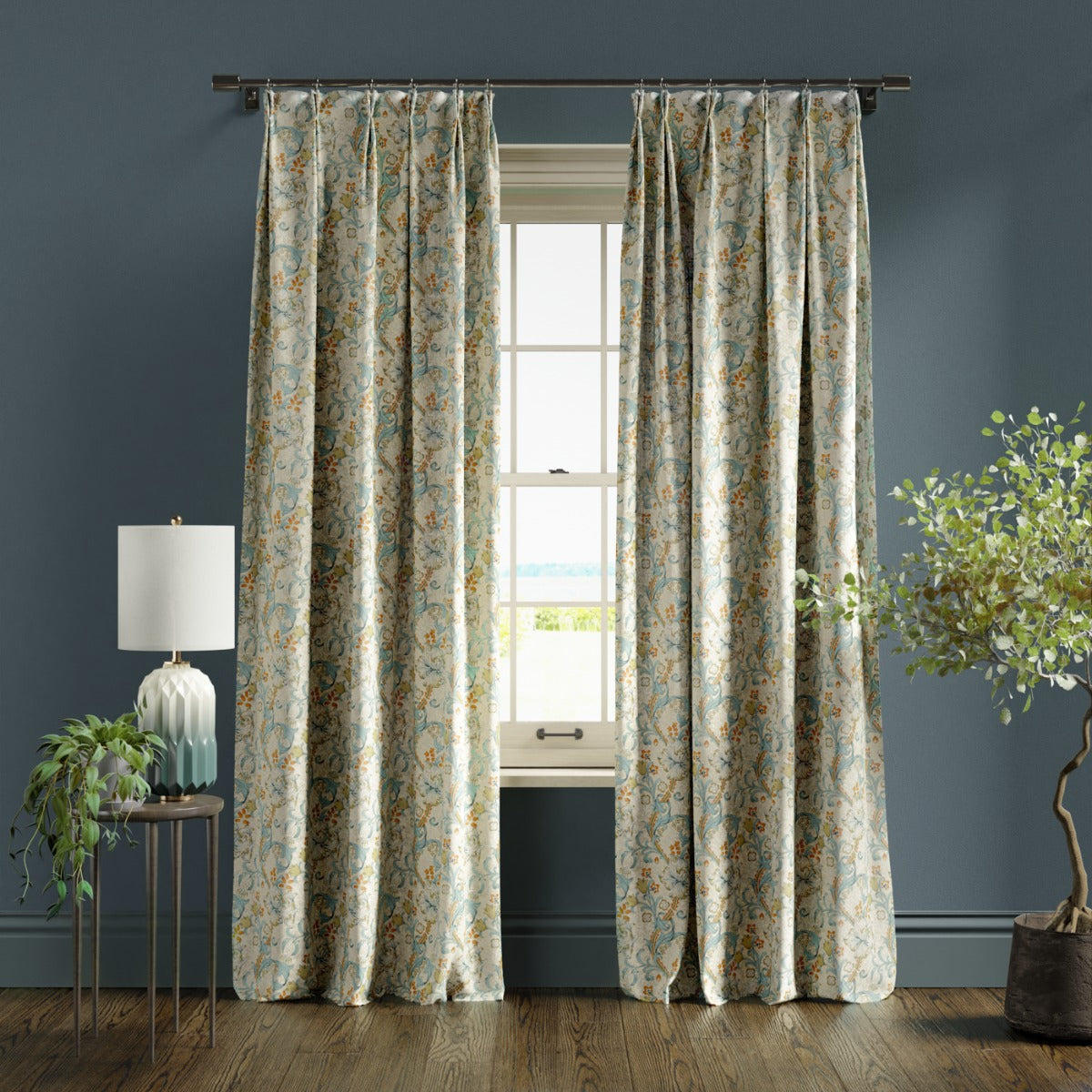 Clarke & Clarke Golden Lily Linen Teal