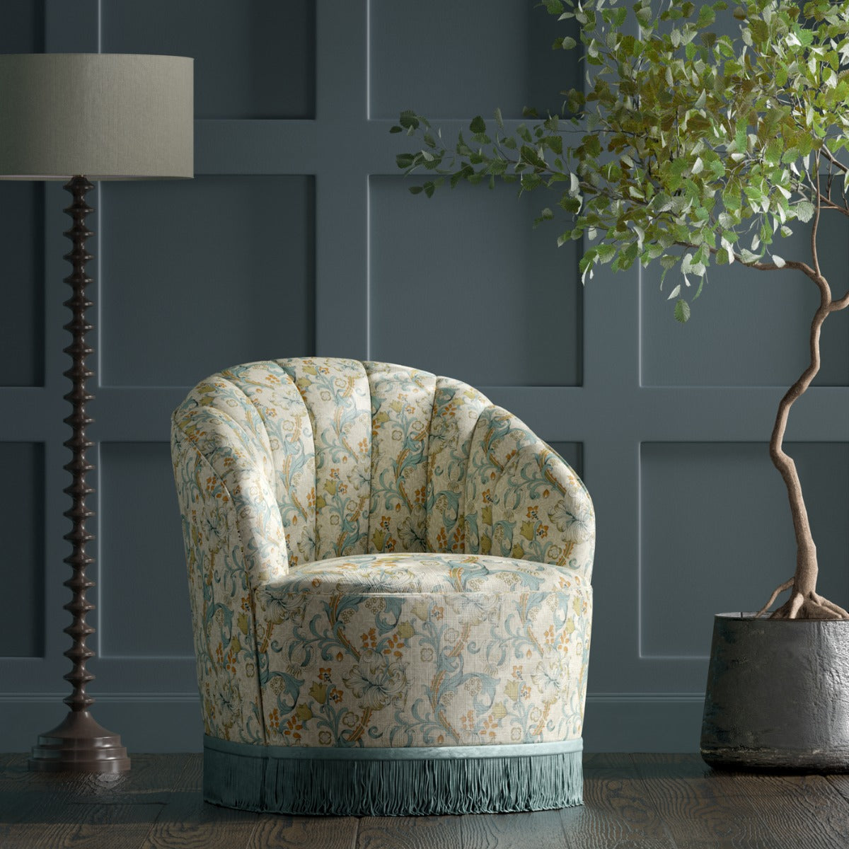 Clarke & Clarke Golden Lily Linen Teal