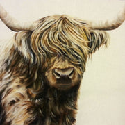Organic Cotton Farmyard Faces Highland Cow Natural Panel