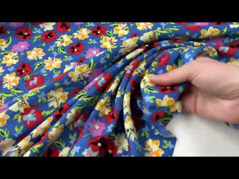 Happy Flowers Viscose Blue Multi F291
