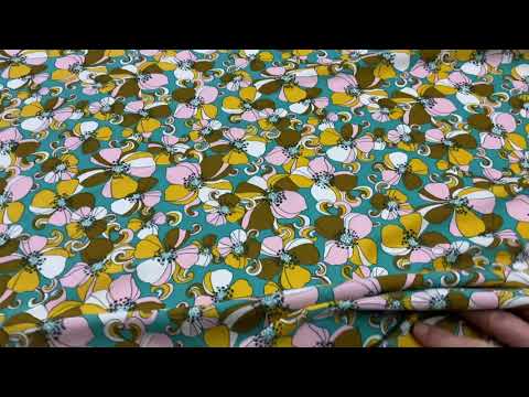 H323 Sixties Floral Viscose Turquoise