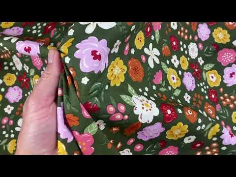 C813 Woodland Flowers Cotton Poplin Green