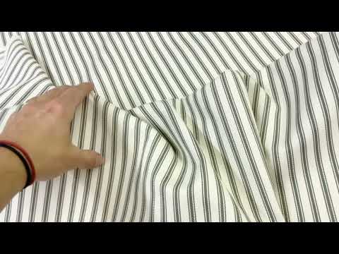 S122 French Woven Ticking Forest Green