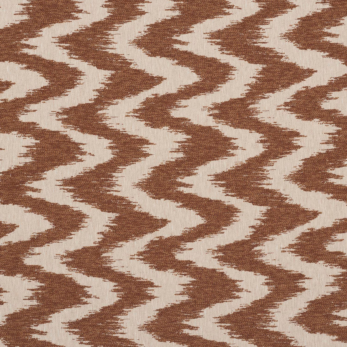 iLiv Ceyara Henna fabric featuring a contemporary woven zig zag pattern in rich orange, with a textured cotton mix finish