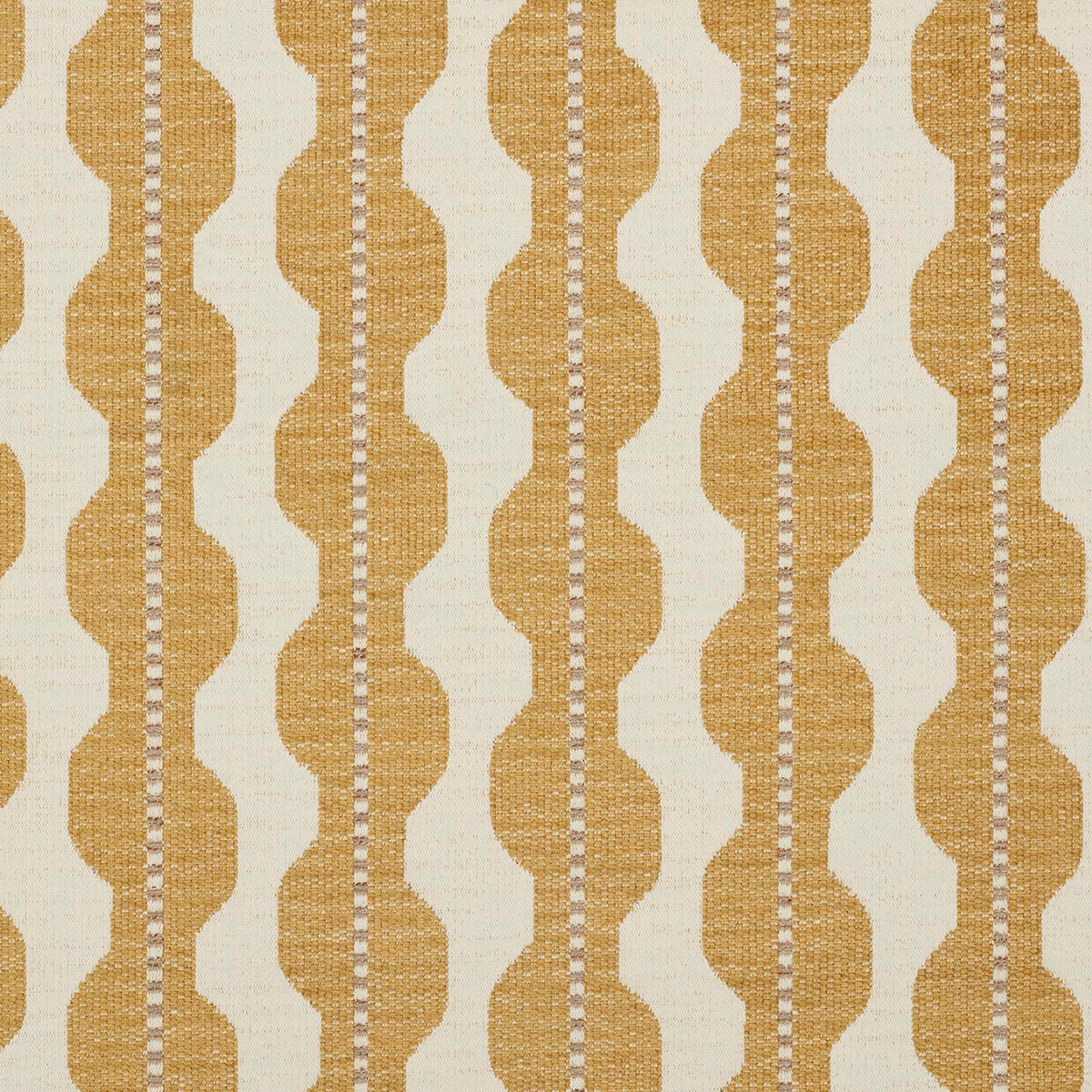 iLiv Zena ochre fabric featuring a contemporary woven stripe pattern in rich gold, with a textured cotton mix finish.
