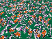 B380 Tropical Flower Viscose Bubble Cloth Green