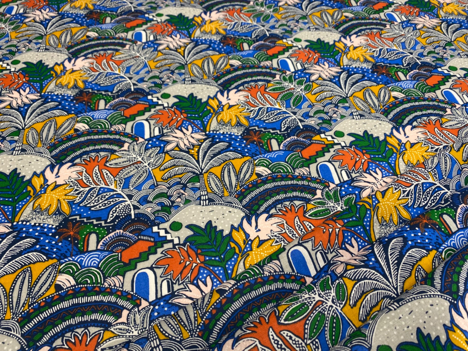 H355 Jungle Arches Cotton Blue Multi