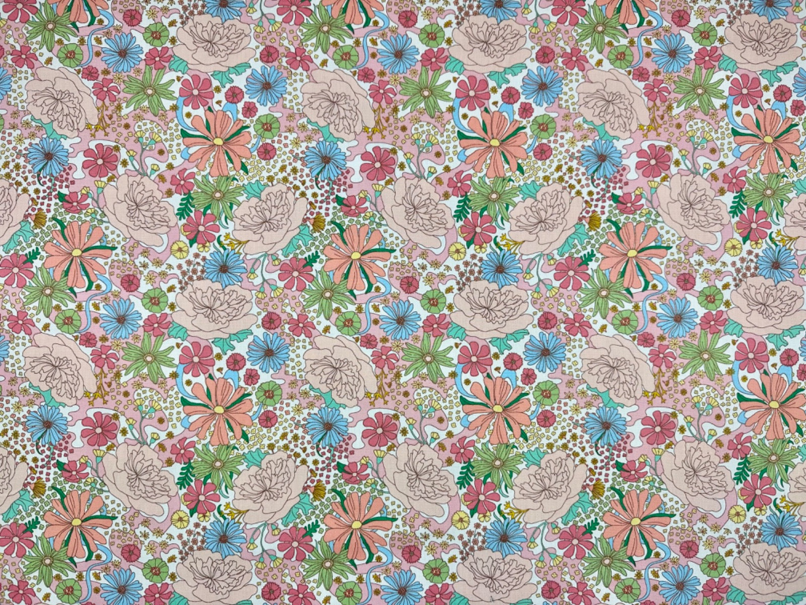 C781 Flowerland Cotton Poplin Peach