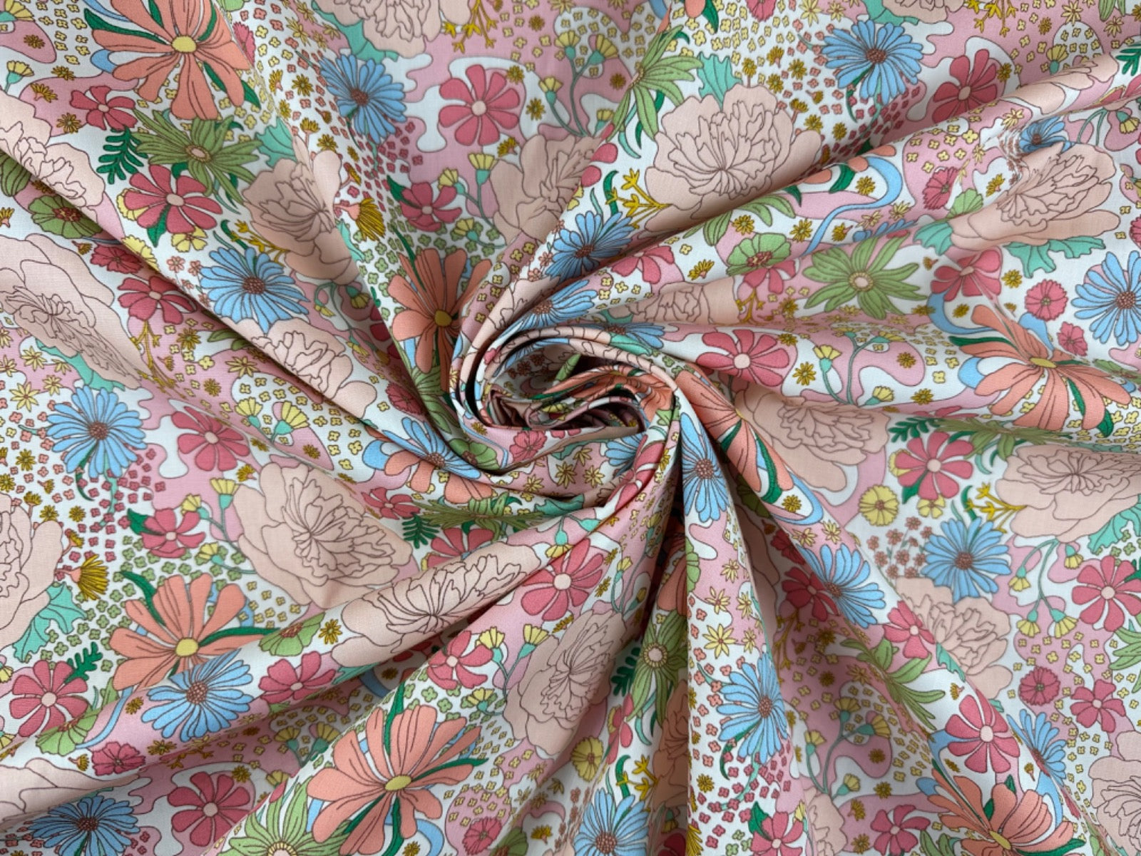 C781 Flowerland Cotton Poplin Peach